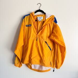 Vintage Columbia Yellow + Blue Windbreaker Hooded Jacket - Men's Large